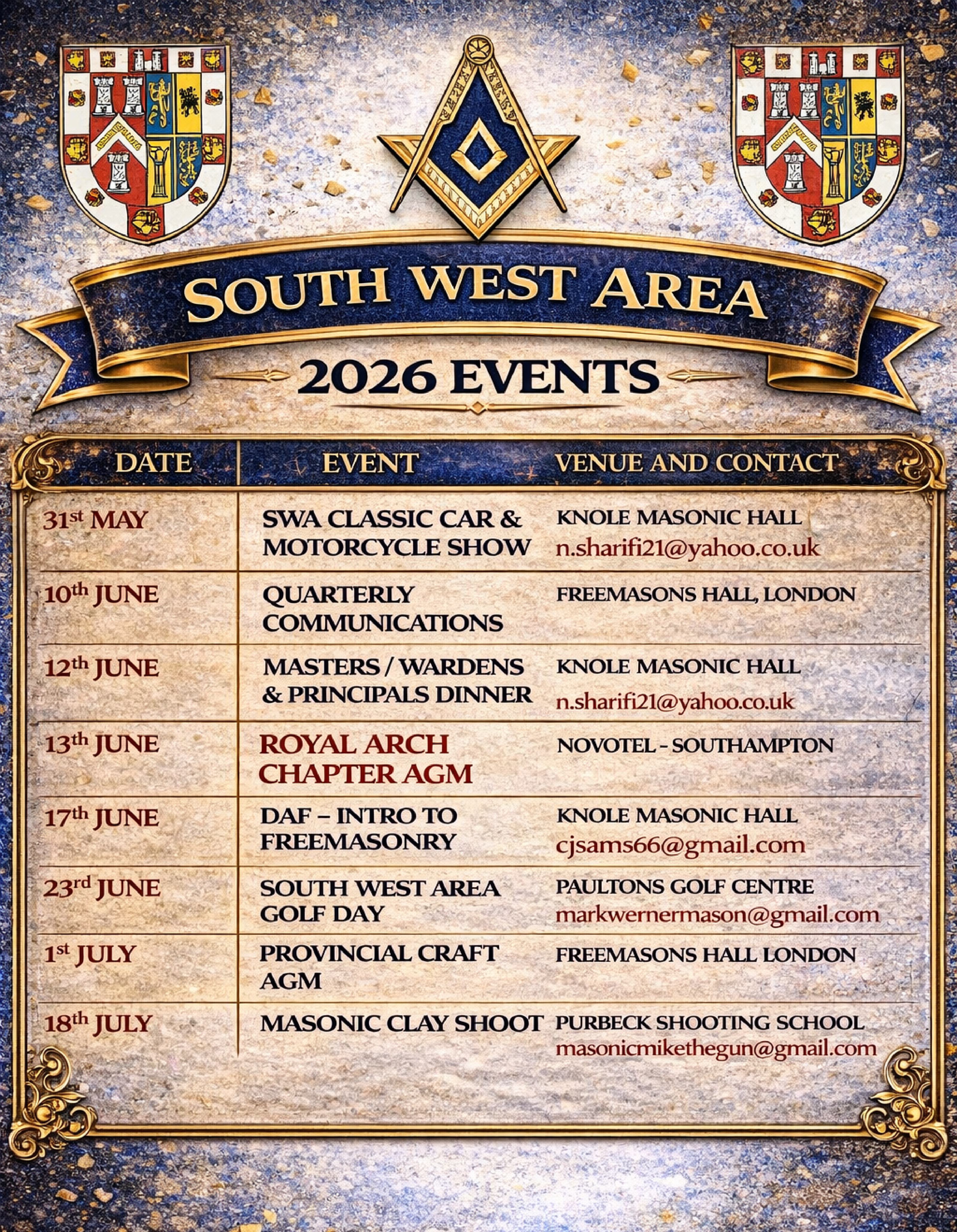 Upcoming events – Welcome to the The Lymington Masonic Centre